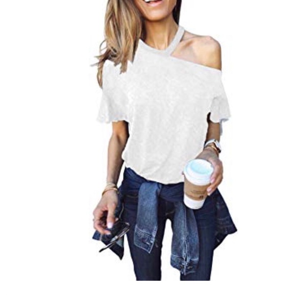 Tops - White ruffle sleeve t shirt